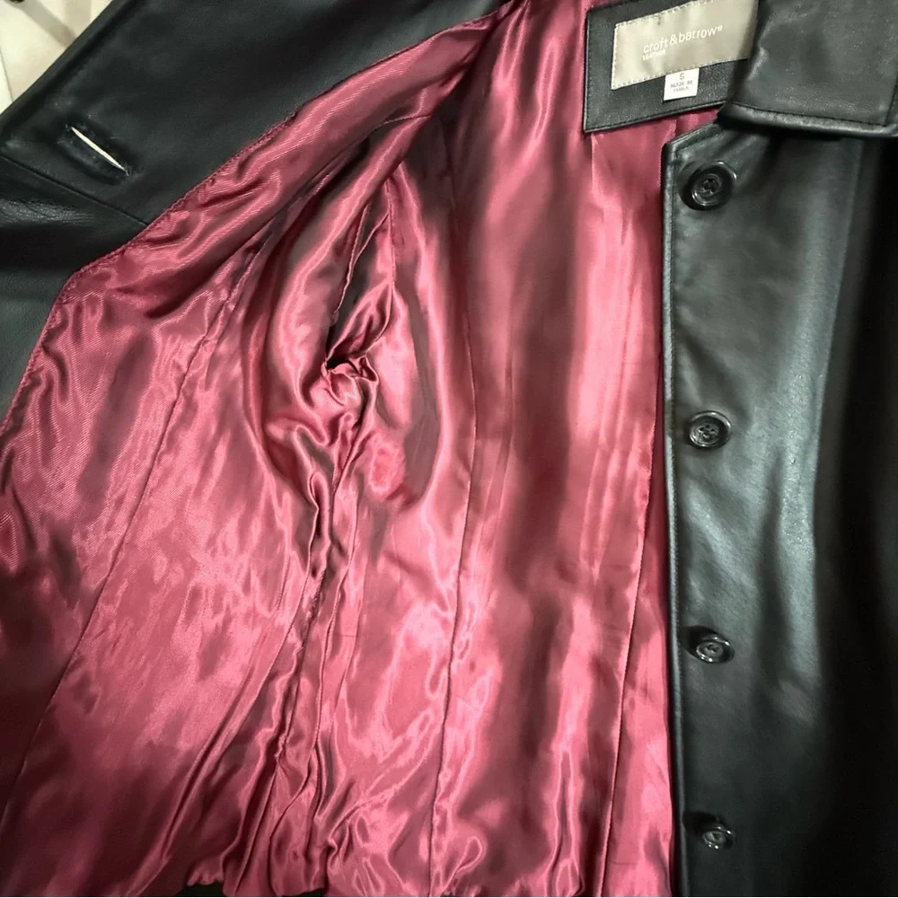 Croft & Barrow Black Leather Jacket 4-Button Classic Coat Women's Size Small - Picture 5 of 7